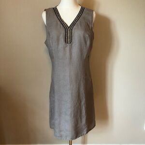 LINA TOMEI  Italy Gray Linen Dress Size M